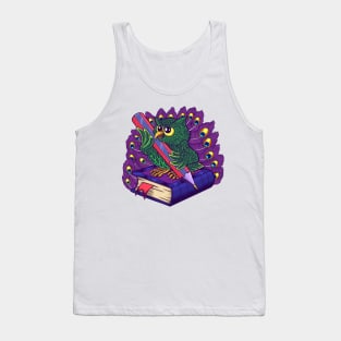 Owl bird with book and  pencil colorful design Tank Top